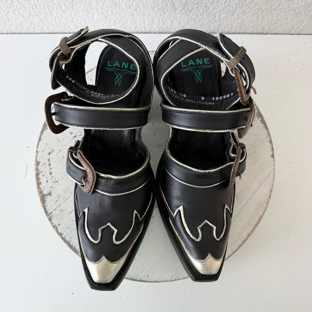 Lane Boots Charlise Mule Black Cowboy Western Booties Ankle Snip Toe Womens 9.5 - Picture 6 of 10